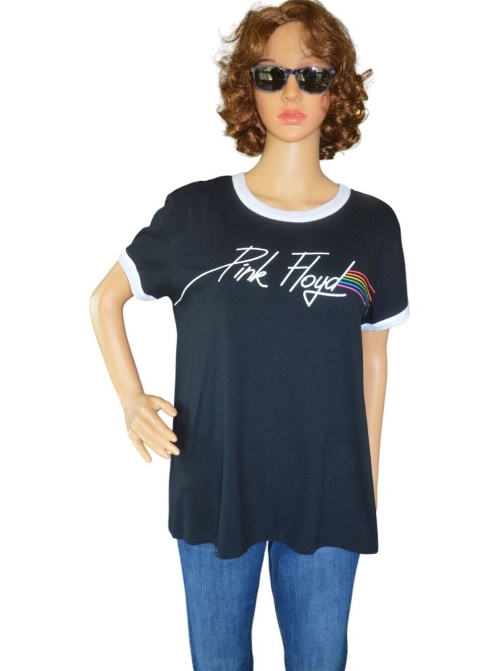 Pink Floyd DSOTM Crescent Graphic Band T Shirt Women Size L Casual Classic Rock